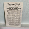 Lawrence Welk 1959 Calendar Card Vintage Dodge Plymouth ABC Television