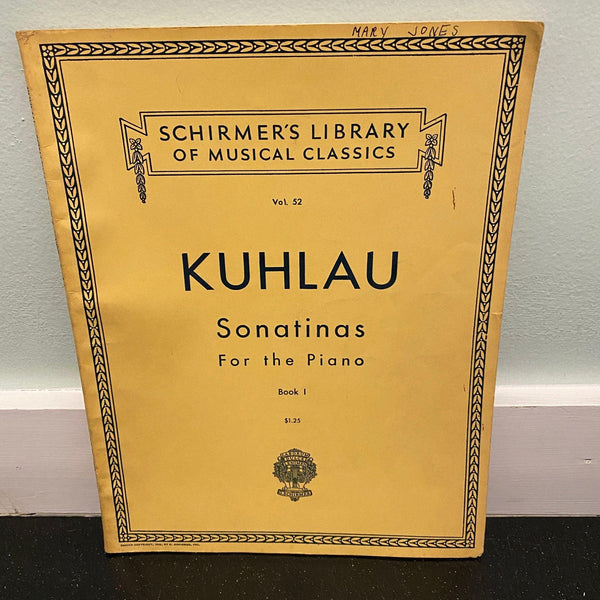 Kuhlau Sonatinas for the Piano Book 1 Music Book 1939 Vintage