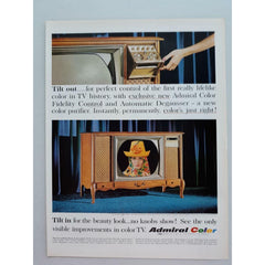 1964 Admiral Color TV Tilt Out Controls Deauville Console Vtg Magazine Print Ad
