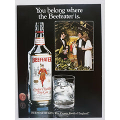 1982 Beefeater London Distilled Dry Gin Rocks Glass Garden Vtg Magazine Print Ad